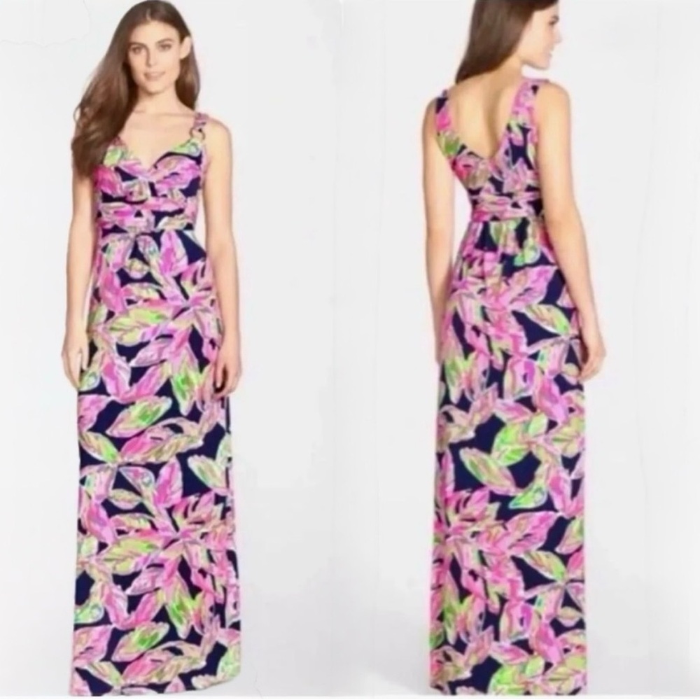 Lilly Pulitzer Villa Maxi Dress‎ Size XS Floral Tropical Beachy Elegant Feminine